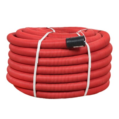 Гофротруба ПНД для кабеля двустенная гибкая с протяжкой/зондом d50мм 50м красная EKF-Plast