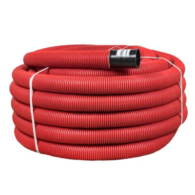 Гофротруба ПНД для кабеля двустенная гибкая с протяжкой/зондом d75мм 50м красная EKF-Plast
