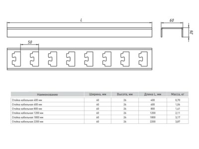 Стойка кабельная 600 мм К1151 (2 мм) RAL EKF — изображение 2
