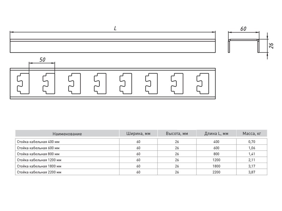 Стойка кабельная 1200 мм К1153 (2 мм) HDZ EKF — изображение 2