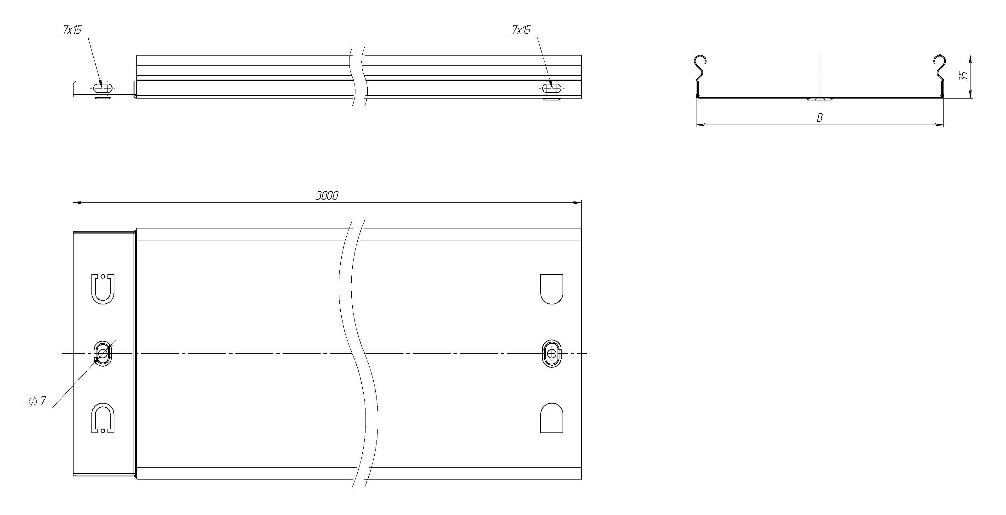 Лоток неперфорированный 35х200х3000-0,7 мм EKF — изображение 2