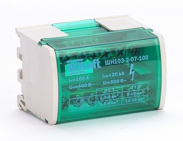 Кросс-модуль на DIN-рейку 2х7 групп 100А ШН-103 Dekraft 32015DEK