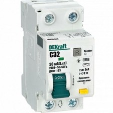 Выключатель АВДТ 2п C 32А 30мА тип AC 4.5кА ДИФ-103NEW Dekraft 16055DEK