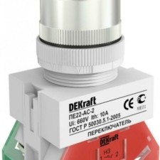 Переключатель на 2 положения I-O AC-2 ПЕ-22 d22мм стандарт. ручка черн. Dekraft 25051DEK
