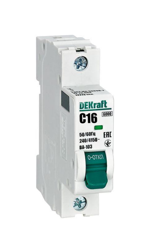 Выключатель автоматический модульный 1п C 16А 6кА ВА-103 Dekraft 12273DEK
