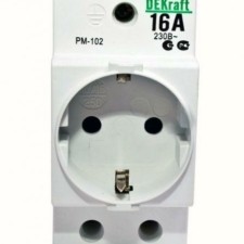 Розетка 16А 220В 2P+PEN на DIN-рейку PM-102 Dekraft 18012DEK