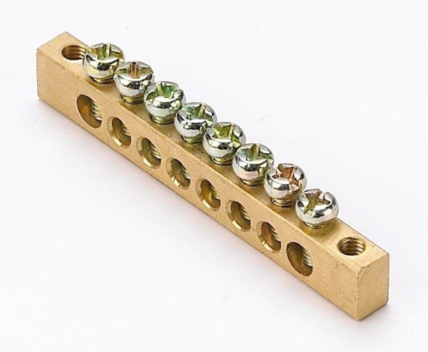 Шина нулевая 8 групп/крепеж по краям сеч. 6х9 м Dekraft 32002DEK