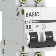 Автоматический выключатель 2P 6А (B) 4,5кА ВА 47-29 EKF Basic