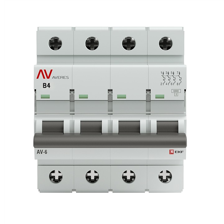 Выключатель автоматический AV-6 4P 4A (B) 6kA EKF AVERES — изображение 2