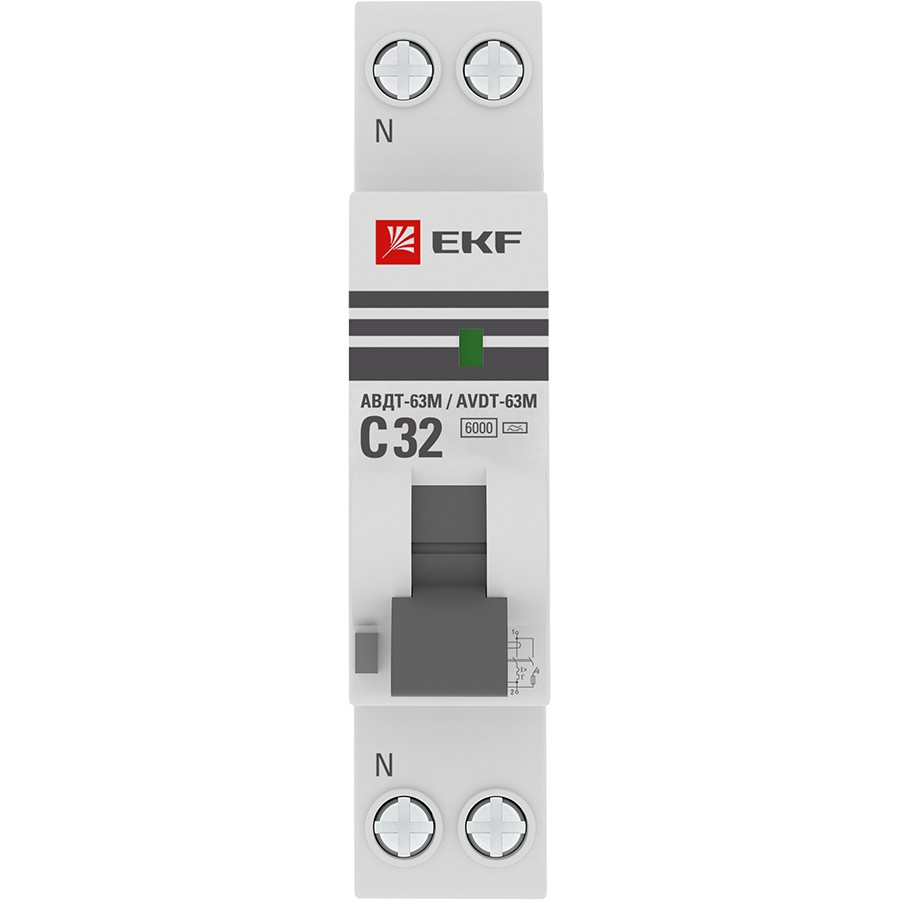 Выключатель АВДТ-63М 32А/10мА 1мод хар. C электронный тип A 6кА EKF PROxima — изображение 2