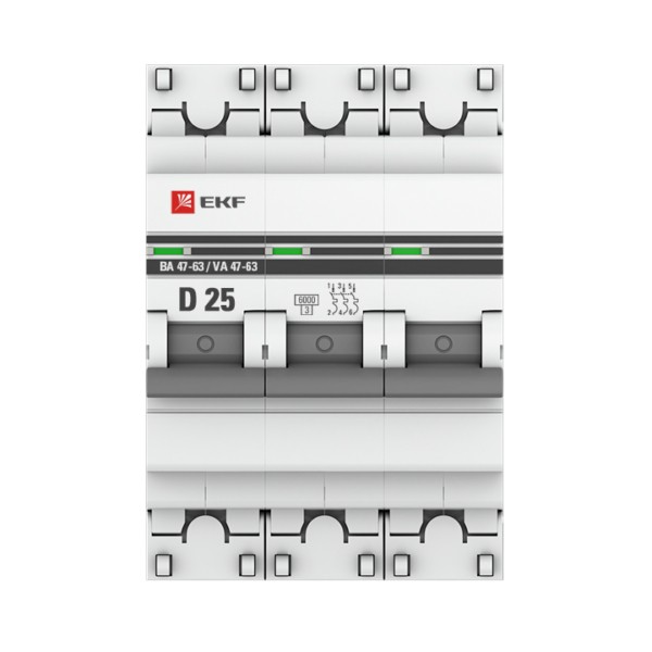 Автоматический выключатель 3P 25А (D) 6кА ВА 47-63 EKF PROxima — изображение 3