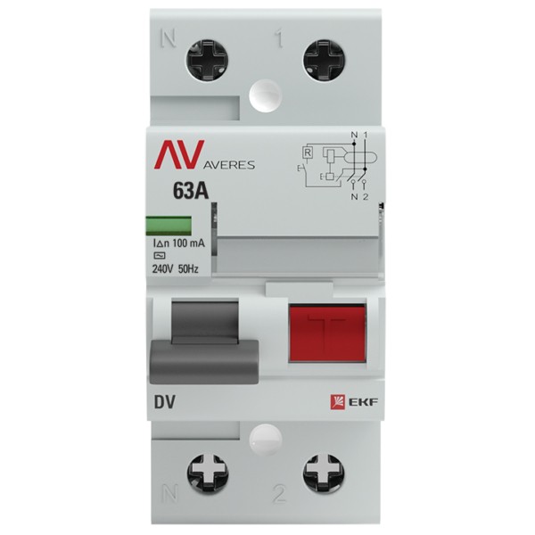 Устройство защитного отключения DV 2P 63А/100мА (AC) EKF AVERES — изображение 3