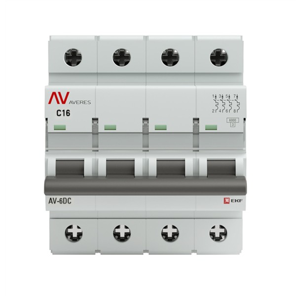 Выключатель автоматический AV-6 DC 4P 16A (C) 6kA EKF AVERES — изображение 2