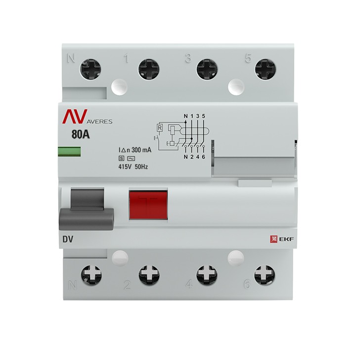 Устройство защитного отключения DV 4P 80А/300мА (S) EKF AVERES — изображение 3