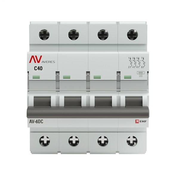 Выключатель автоматический AV-6 DC 4P 40A (C) 6kA EKF AVERES — изображение 2
