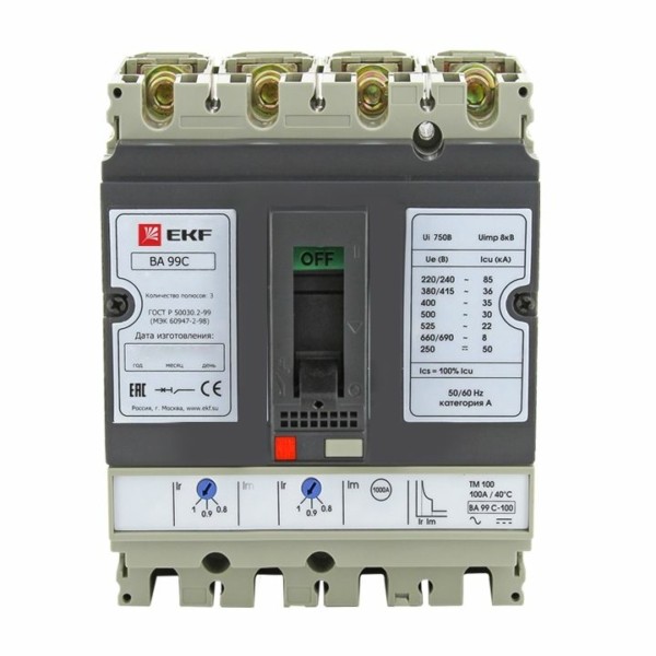 Выключатель автоматический ВА-99C (Compact NS) 100/ 50А 3P+N 36кА EKF PROxima — изображение 2