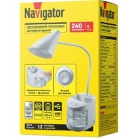 Светильник светодиодный 93 159 NDF-D036-5W-4K-WH-LED 5Вт 4000К 240лм настольный сенсор USB с подставкой для канц. на основании бел. Navigator 93159