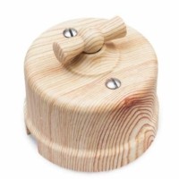 Переключатель 1кл. ОП проходной поворотный Лизетта 10А IP20 ретро 2 полож. ABS-пластик карельская сосна Bironi B1-201-13