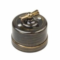 Переключатель 1кл. ОП проходной поворотный Лизетта 10А IP20 ретро 2 полож. ABS-пластик бронз. Bironi B1-201-25