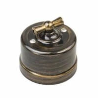 Выключатель 2кл. поворотный ОП Лизетта 10А IP20 ретро 4 полож. бронз. Bironi B1-202-25