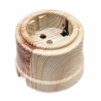 Розетка 1-м ОП Лизетта 16А IP20 ретро с/з ABS-пластик карельская сосна Bironi B1-101-13