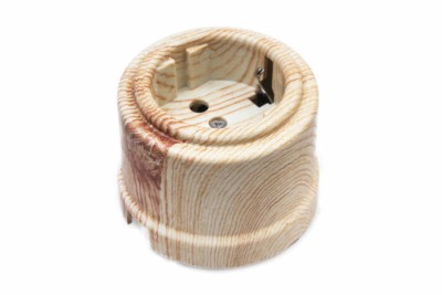 Розетка 1-м ОП Лизетта 16А IP20 ретро с/з ABS-пластик карельская сосна Bironi B1-101-13