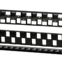 Патч-панель модульная 19дюйм PPBL3-19-24S-RM 24 порта Flat Type 1U для модулей Keystone Jack с задн. каб. организ. (без модулей) Hyperline 34542