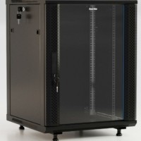 Шкаф настенный TWB-FC-1866-GP-RAL9004 19дюйм. 18U 908х600х600мм стекл. дверь с перфорацией по бокам ручка с замком с возмож. установки на ножки черн. (разобранный) Hyperline 395560