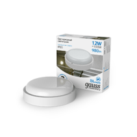 Светильник светодиодный Elementary ДБП 12Вт 6500К IP65 980лм 160-260В d140х48 ЖКХ кругл. бел. Gauss 126411312