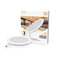 Светильник светодиодный Slim ДВО 18Вт 3000К IP20 1200лм 180-265В d210мм 225х22мм кругл. встраив. монтажный Gauss 939111118