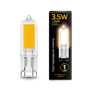 Лампа СДЛ Black 3.5Вт капсульная 3000К тепл. бел. G9 240Лм 220В стекло Gauss 107809103