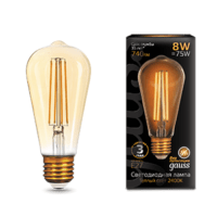 Лампа СДЛ филаментная Filament 8Вт 2400 тепл. бел. E27 740Лм ST64 golden Gauss 157802008