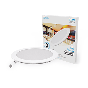 Светильник светодиодный Slim ДВО 18Вт 6500К IP20 1560лм 180-265В d210мм 225х22мм кругл. встраив. монтажный Gauss 939111318