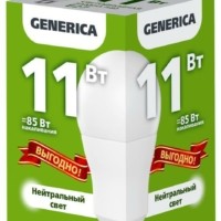 Лампа СДЛ A60 11Вт грушевидная 4000К E27 230В промо IEK Generica LL-A60-11-230-40-E27-G