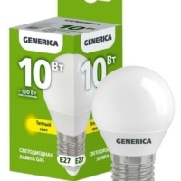 Лампа СДЛ G45 10Вт шар 3000К E27 230В IEK Generica LL-G45-10-230-30-E27-G