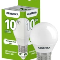 Лампа СДЛ G45 10Вт шар 4000К E27 230В IEK Generica LL-G45-10-230-40-E27-G