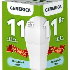 Лампа СДЛ A60 11Вт грушевидная 6500К E27 230В промо IEK Generica LL-A60-11-230-65-E27-G