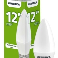 Лампа СДЛ C35 12Вт свеча 4000К E27 230В IEK Generica LL-C35-12-230-40-E27-G