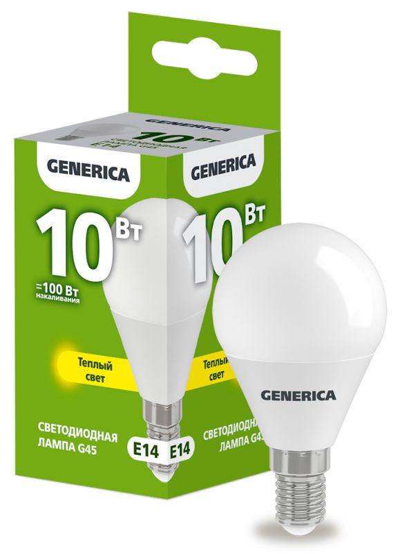 Лампа СДЛ G45 10Вт шар 3000К E14 230В IEK Generica LL-G45-10-230-30-E14-G