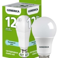 Лампа СДЛ A60 12Вт грушевидная 6500К E27 230В IEK Generica LL-A60-12-230-65-E27-G