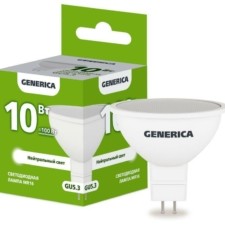 Лампа СДЛ MR16 10Вт софит 4000К GU5.3 230В IEK Generica LL-MR16-10-230-40-GU5-G