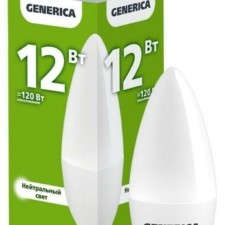 Лампа СДЛ C35 12Вт свеча 4000К E14 230В IEK Generica LL-C35-12-230-40-E14-G