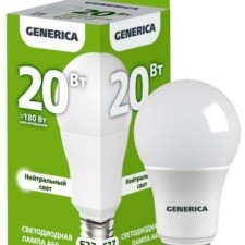 Лампа СДЛ A60 20Вт грушевидная 4000К E27 230В IEK Generica LL-A60-20-230-40-E27-G