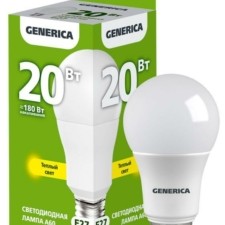 Лампа СДЛ A60 20Вт грушевидная 3000К E27 230В IEK Generica LL-A60-20-230-30-E27-G