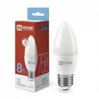 Лампа СДЛ LED-СВЕЧА-VC 8Вт свеча 230В E27 6500К 760Лм In Home 4690612024820