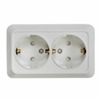 Розетка 2-м BOLLETO защ. шторки с/з ОП 7128х бел. In Home 4690612000961
