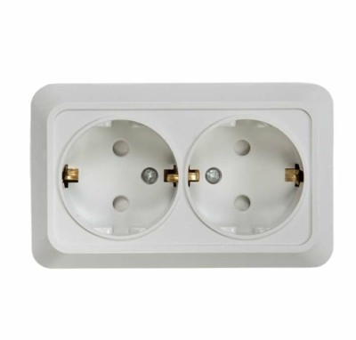 Розетка 2-м BOLLETO защ. шторки с/з ОП 7128х бел. In Home 4690612000961