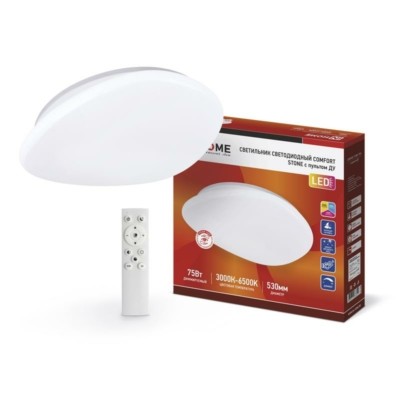 Светильник светодиодный COMFORT STONE 75Вт 230В 3000-6500К 6000лм 530х105мм с пультом ДУ In Home 4690612035642