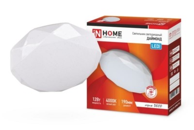 Светильник светодиодный DECO ДАЙМОНД 12Вт 230В 4000К 780лм 190мм In Home 4690612033594