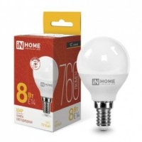 Лампа СДЛ LED-ШАР-VC 8Вт шар 230В E14 3000К 760Лм In Home 4690612020549